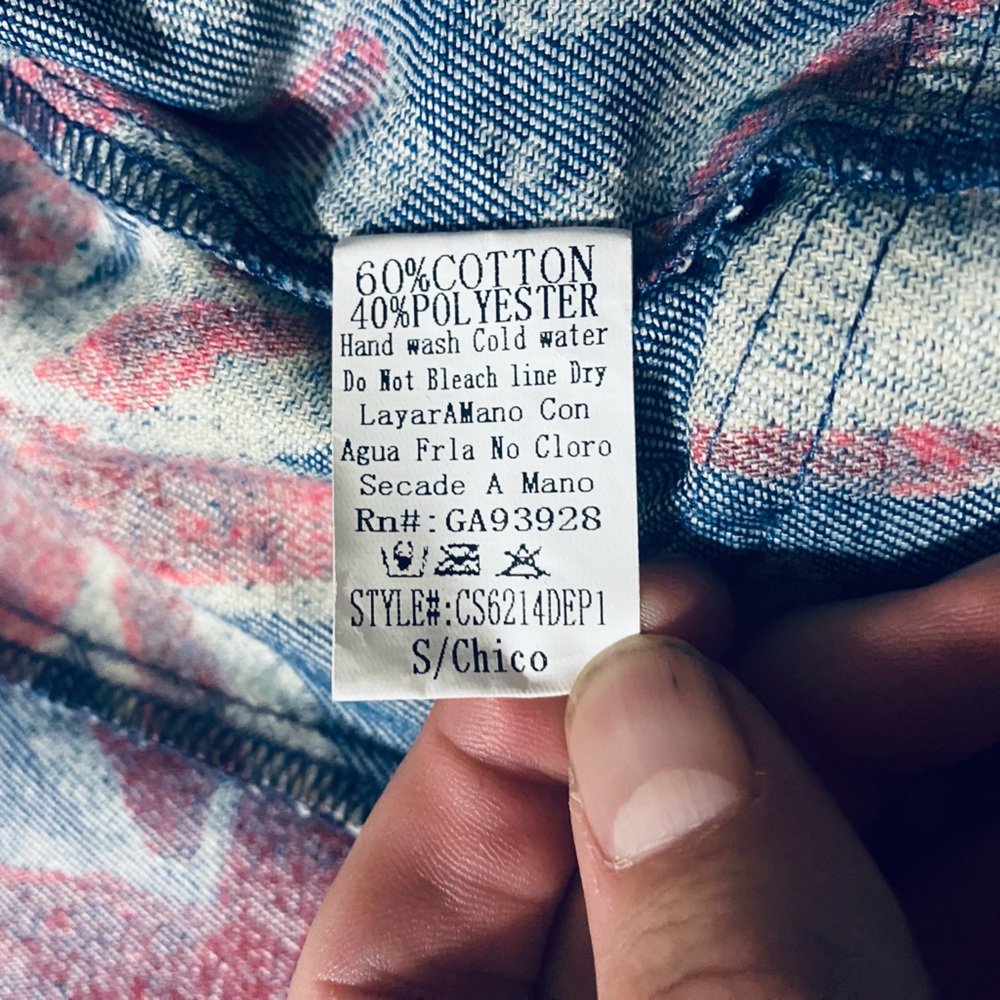 Union Jack Patterned Blazer / Jean Jacket (Asymme… - image 7